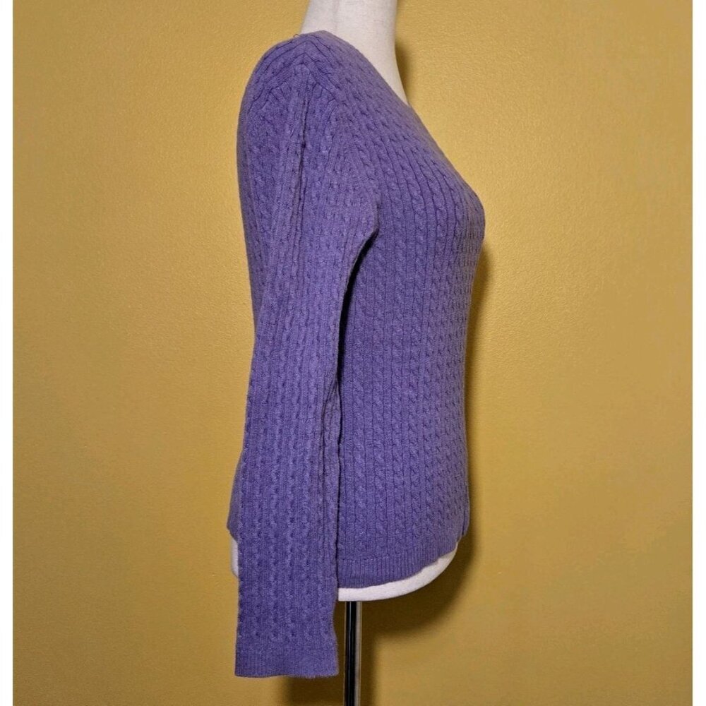 Fieldgear Sweater Cableknit Crew Cotton Lilac Purple Large Womens UK Coastal